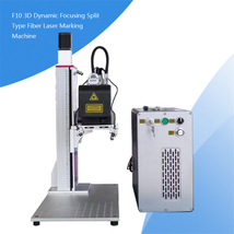 Máquina marcadora láser de fibra de 50w de enfoque dinámico 3D de estilo dividido portátil para superficies curvas, marcado en relieve y marcado 3D